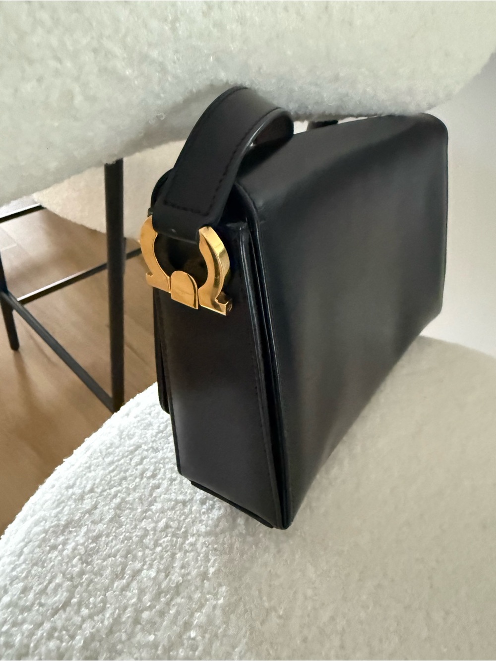 Salvatore Ferragamo Black Leather Crossbody with Gold Gancini Hardware - Picture 5 of 9